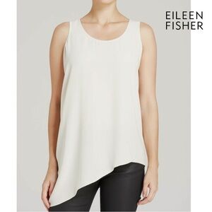 Eileen Fisher 100% Silk Georgette Asymetric Hem Tank